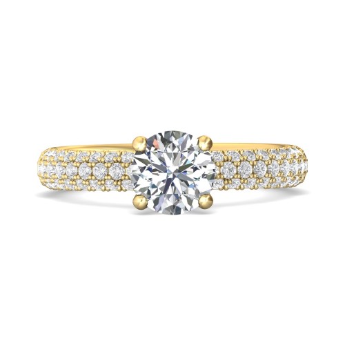 FlyerFit&reg; 18K Yellow Gold Micropave Engagement Ring
