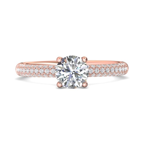 FlyerFit&reg; 18K Pink Gold Micropave Engagement Ring