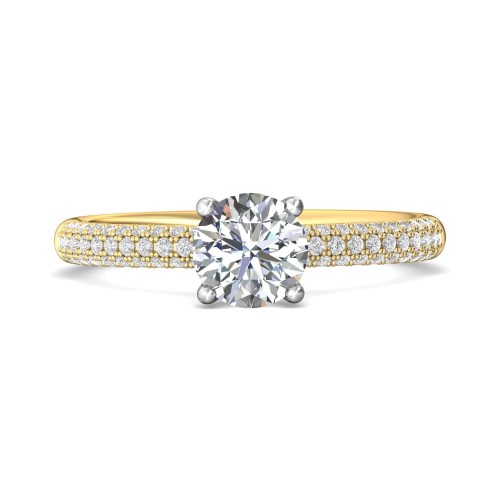FlyerFit&reg; 14K Yellow and 14K White Gold Micropave Engagement Ring