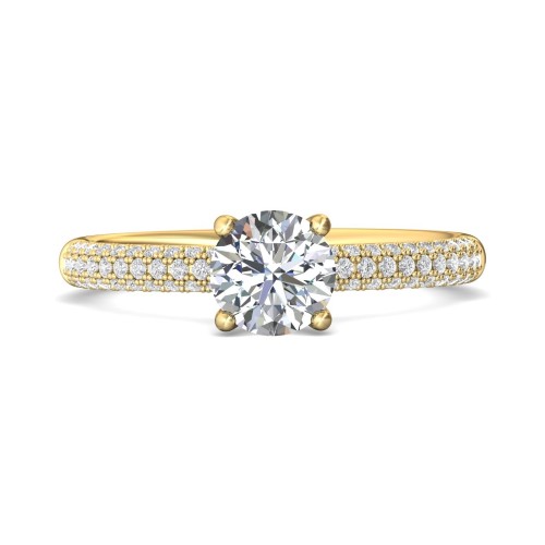 FlyerFit&reg; 18K Yellow Gold Micropave Engagement Ring