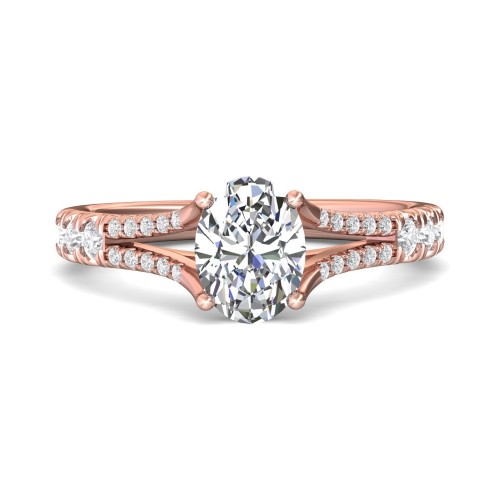 FlyerFit&reg; 18K Pink Gold Split Shank Engagement Ring