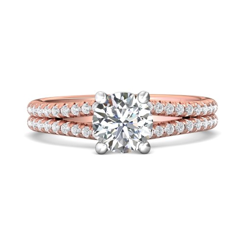 FlyerFit&reg; 18K Pink Gold Shank And White Gold Top Split Shank Engagement Ring