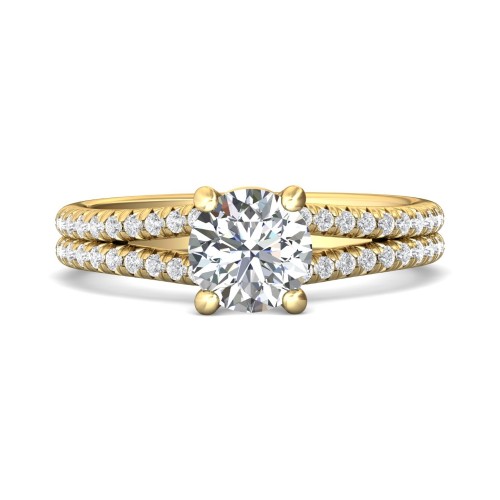 FlyerFit&reg; 18K Yellow Gold Split Shank Engagement Ring