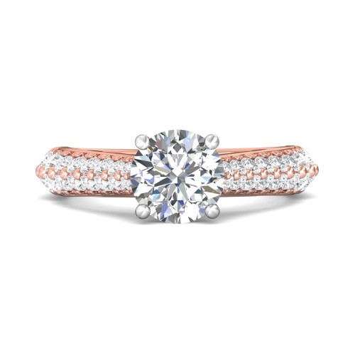 FlyerFit&reg; 14K Pink Gold Shank And White Gold Top Encore Engagement Ring