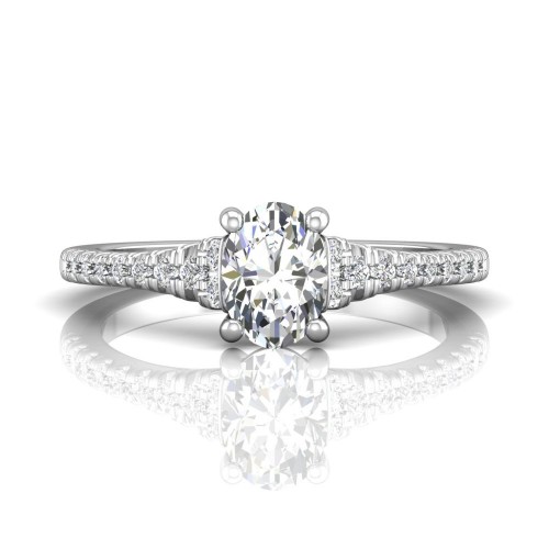 FlyerFit&reg; 18K White Gold Micropave Engagement Ring