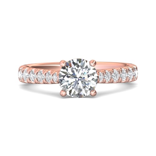 FlyerFit&reg; 18K Pink Gold Micropave Engagement Ring