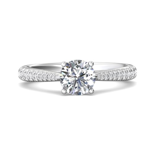 FlyerFit&reg; 14K White Gold Micropave Engagement Ring