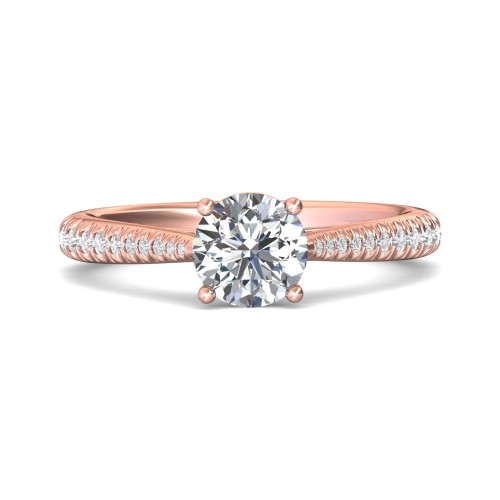 FlyerFit&reg; 18K Pink Gold Micropave Engagement Ring