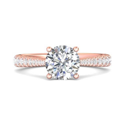 FlyerFit&reg; 18K Pink Gold Micropave Engagement Ring