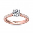 FlyerFit® 18K Pink Gold Shank And White Gold Top Micropave Engagement Ring