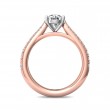 FlyerFit® 18K Pink Gold Shank And White Gold Top Micropave Engagement Ring