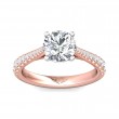 FlyerFit® 18K Pink Gold Shank And White Gold Top Micropave Engagement Ring