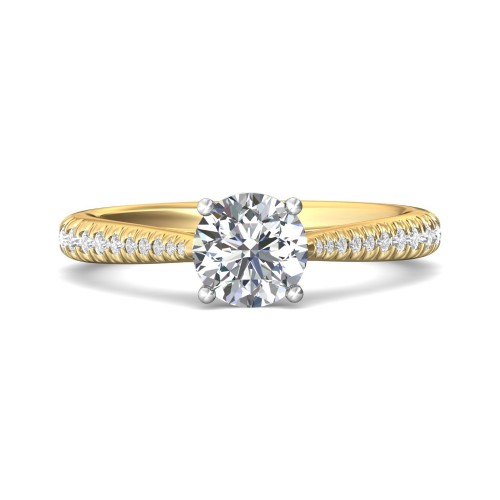 FlyerFit&reg; 14K Yellow and 14K White Gold Micropave Engagement Ring