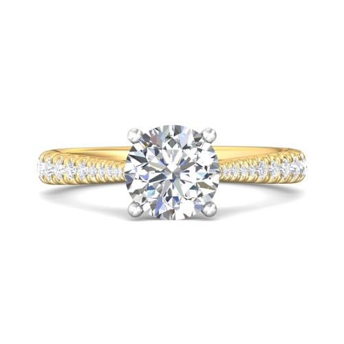 FlyerFit&reg; 18K Yellow Gold Shank And White Gold Top Micropave Engagement Ring