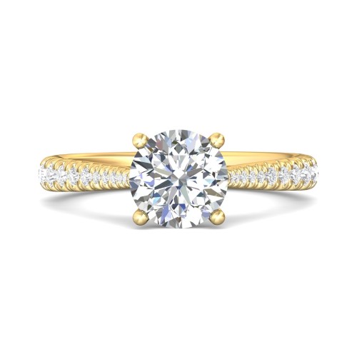FlyerFit&reg; 14K Yellow Gold Micropave Engagement Ring