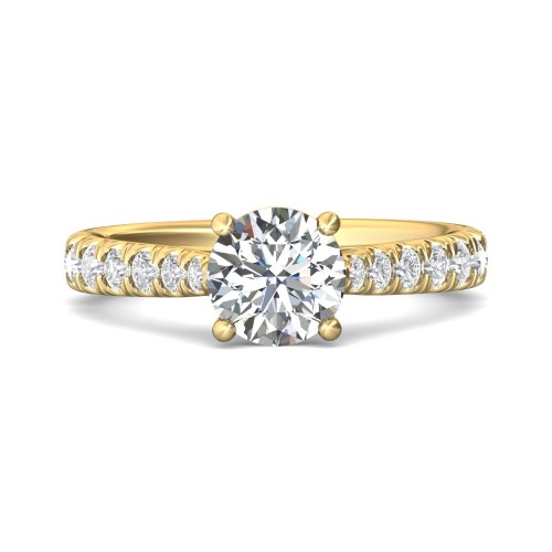 FlyerFit&reg; 14K Yellow Gold Micropave Engagement Ring