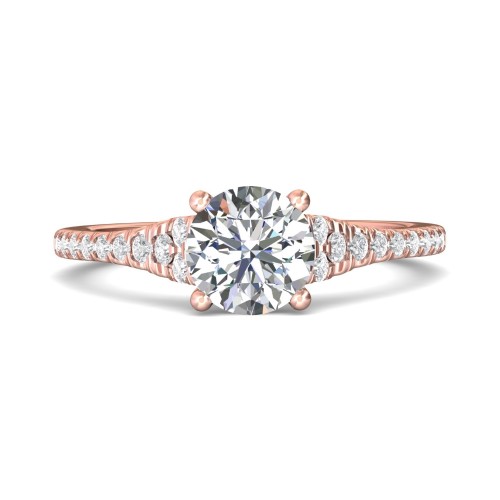 FlyerFit&reg; 18K Pink Gold Micropave Engagement Ring
