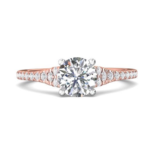 FlyerFit&reg; 14K Pink Gold Shank And White Gold Top Micropave Engagement Ring