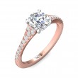 FlyerFit® 14K Pink Gold Shank And White Gold Top Micropave Engagement Ring