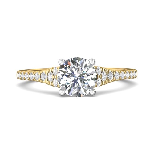 FlyerFit&reg; 18K Yellow Gold Shank And White Gold Top Micropave Engagement Ring