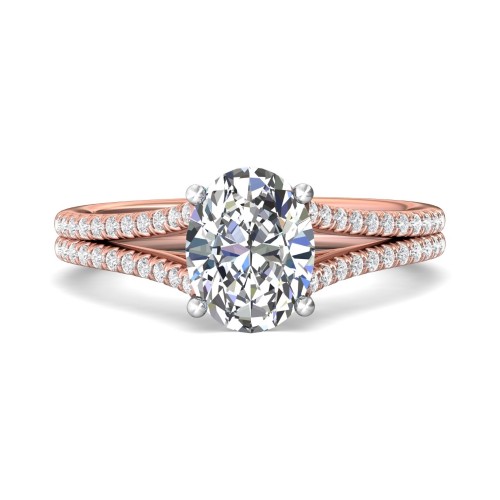 FlyerFit&reg; 14K Pink Gold Shank And White Gold Top Split Shank Engagement Ring