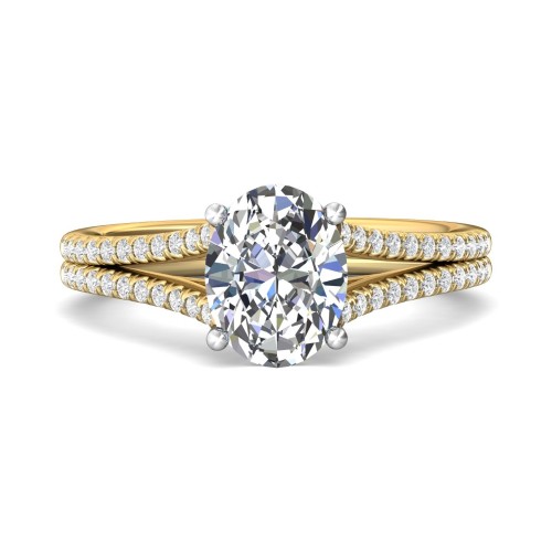 FlyerFit&reg; 14K Yellow and 14K White Gold Split Shank Engagement Ring