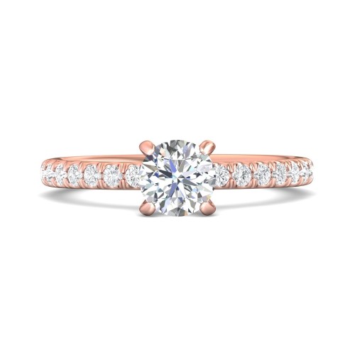 FlyerFit&reg; 14K Pink Gold Micropave Engagement Ring