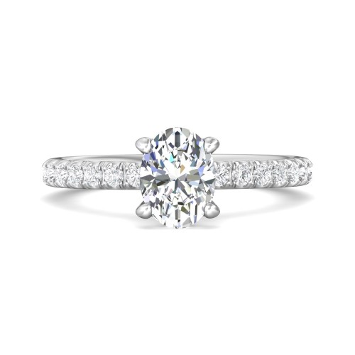 FlyerFit&reg; 18K White Gold Micropave Engagement Ring