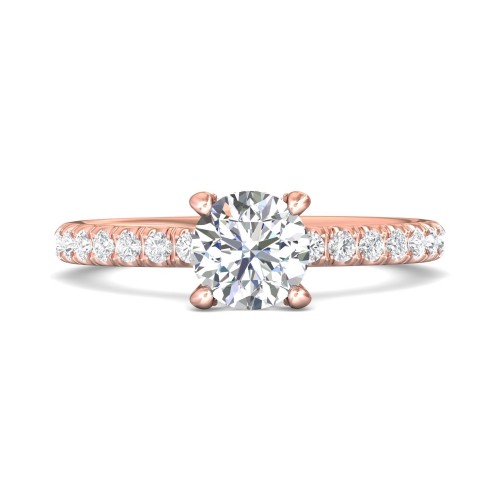 FlyerFit&reg; 14K Pink Gold Micropave Engagement Ring