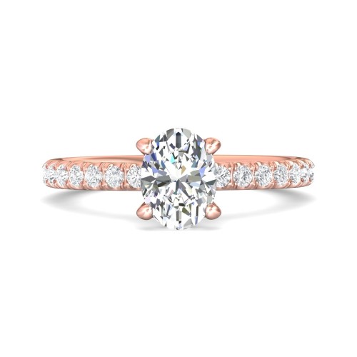 FlyerFit&reg; 14K Pink Gold Micropave Engagement Ring
