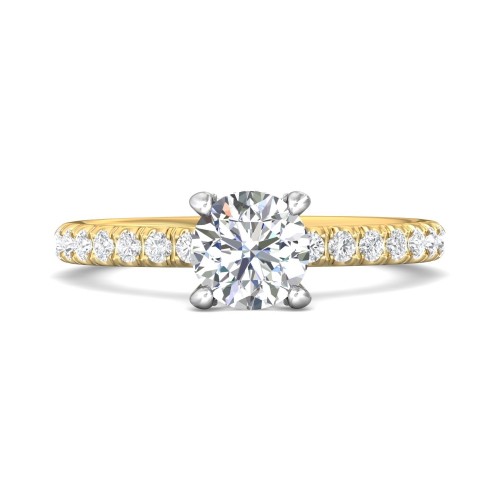 FlyerFit&reg; 18K Yellow Gold Shank And White Gold Top Micropave Engagement Ring