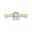 FlyerFit® 18K Yellow Gold Shank And White Gold Top Micropave Engagement Ring