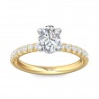 FlyerFit® 18K Yellow Gold Shank And White Gold Top Micropave Engagement Ring
