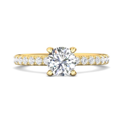 FlyerFit&reg; 14K Yellow Gold Micropave Engagement Ring