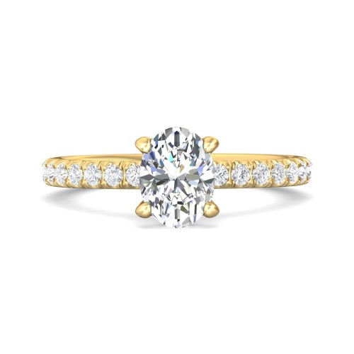 FlyerFit&reg; 18K Yellow Gold Micropave Engagement Ring