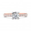 FlyerFit® 18K Pink Gold Shank And White Gold Top Micropave Engagement Ring