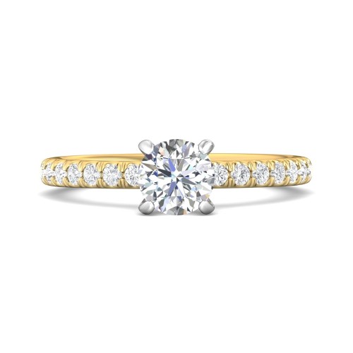 FlyerFit&reg; 14K Yellow and 14K White Gold Micropave Engagement Ring