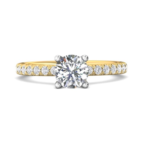 FlyerFit&reg; 18K Yellow Gold Shank And White Gold Top Micropave Engagement Ring