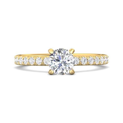 FlyerFit&reg; 14K Yellow Gold Micropave Engagement Ring
