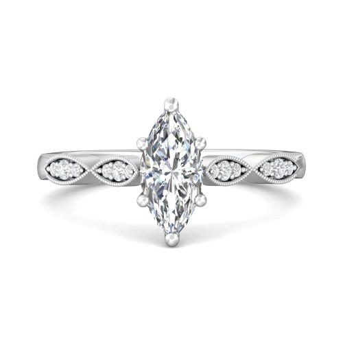 FlyerFit&reg; 14K White Gold Micropave Engagement Ring