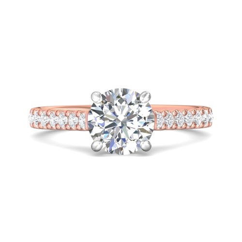 FlyerFit&reg; 18K Pink Gold Shank And White Gold Top Micropave Engagement Ring