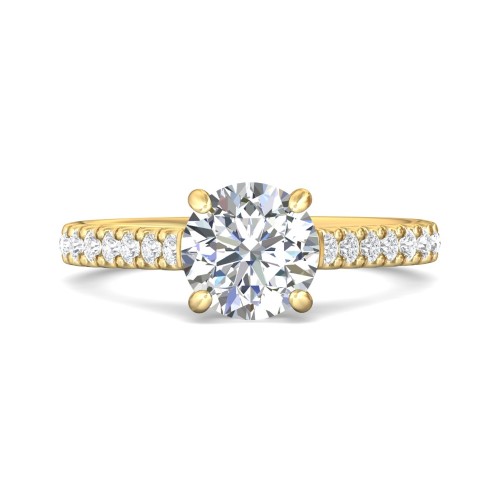 FlyerFit® 18K Yellow Gold Micropave Engagement Ring