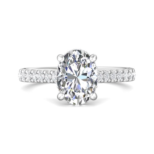 FlyerFit&reg; 18K White Gold Micropave Engagement Ring