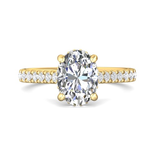 FlyerFit&reg; 18K Yellow Gold Micropave Engagement Ring