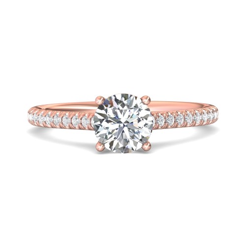 FlyerFit&reg; 18K Pink Gold Micropave Engagement Ring