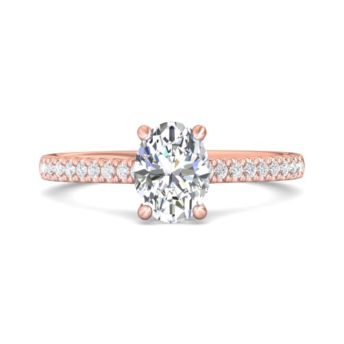 FlyerFit&reg; 18K Pink Gold Micropave Engagement Ring