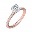 FlyerFit® 14K Pink Gold Shank And White Gold Top Micropave Engagement Ring