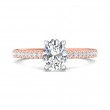 FlyerFit® 18K Pink Gold Shank And White Gold Top Micropave Engagement Ring