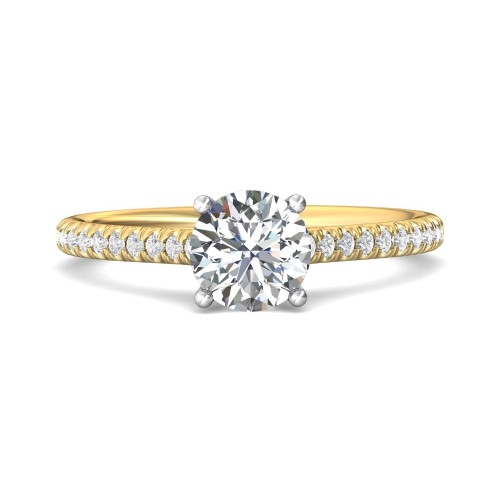FlyerFit&reg; 18K Yellow Gold Shank And White Gold Top Micropave Engagement Ring