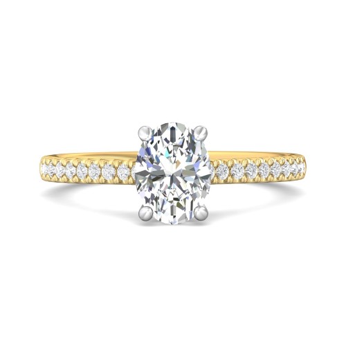 FlyerFit&reg; 14K Yellow and 14K White Gold Micropave Engagement Ring